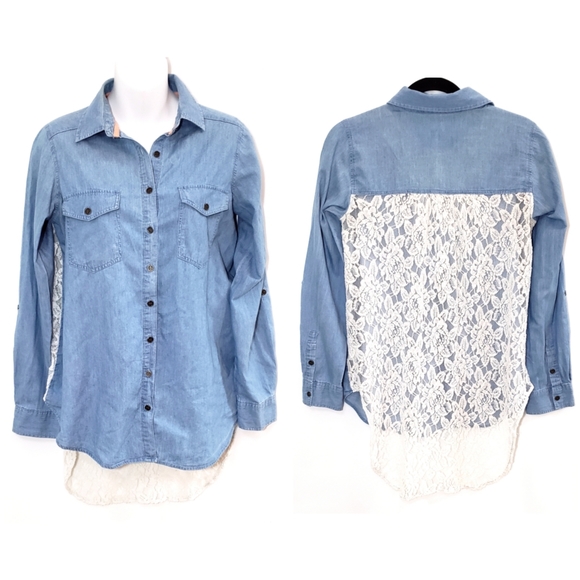 Hint of Mint Chambary Jean Lace Top - Picture 2 of 8